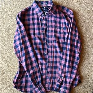 Men's Plaid Shirt - Pink and Blue